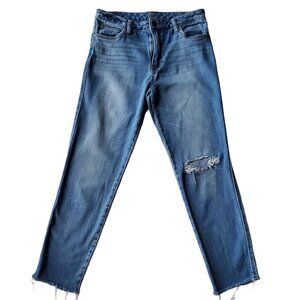 KUT from the Kloth High Rise Cigarette Leg Distressed Size 4